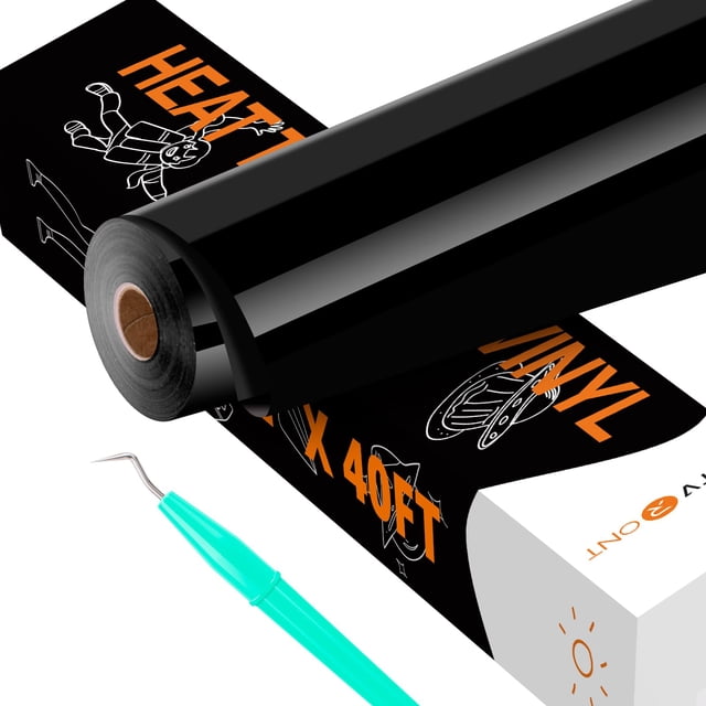 Vinilo de transferencia de calor HTVRONT negro de 12 x 40 pies para camisetas