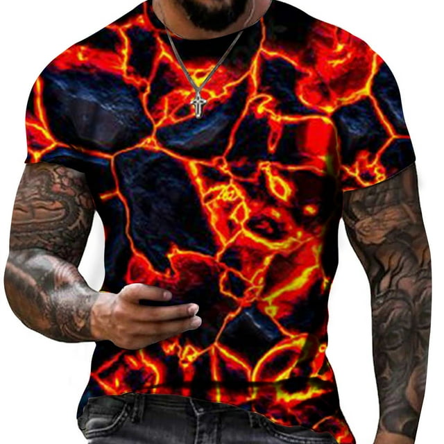 Styesk T-Shirts pour Homme Mode Décontractée Col Rond Chandail Imprimé T-Shirt Manches Courtes Hauts
