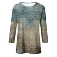 thumbnail image 4 of RPVATI 3/4 Sleeve Shirts for Women Plus Size V Neck Button Down Up V Neck Henley Tops Elbow Sleeve Floral Print Loose Fit Blouses Vintage Summer Tshirts Trendy Tunic Tops 2024 Bronze S, 4 of 5
