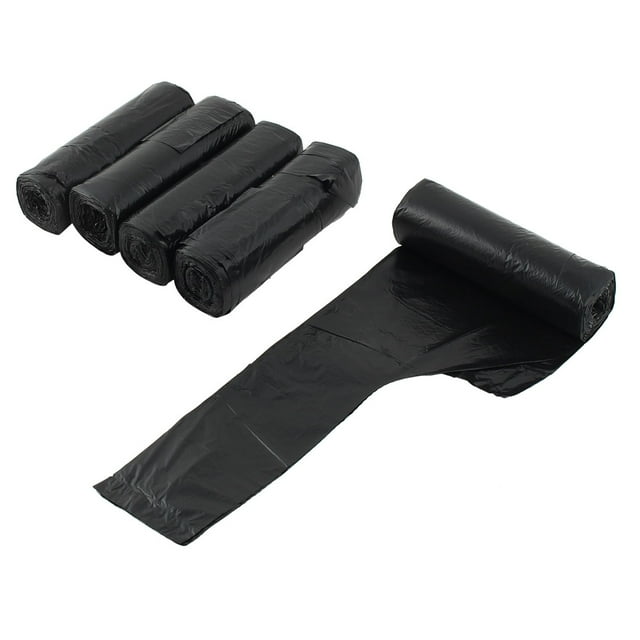 Contenedor de basura portátil de polietileno para el hogar, la cocina y la oficina, bolsas de basura negras, 5 rollos