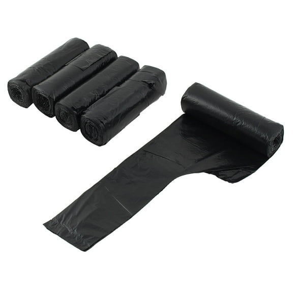 Contenedor de basura portátil de polietileno para el hogar, la cocina y la oficina, bolsas de basura negras, 5 rollos