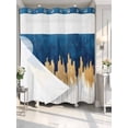 thumbnail image 4 of Blue Gold No Hook Shower Curtain Waterproof, Bathroom Curtains with Snap in Liners and See Through Top Window, Modern Street Art Splatter Foil Painting Hotel Style Bathtub Curtains Shower 72"Wx72"L, 4 of 8