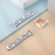 thumbnail image 5 of Correa de diamantes con purpurina y estuche para Apple Watch de 42 mm, Bling Men Women Crystal Rhinestone Correa de repuesto de metal de acero inoxidable para iWatch Series SE654321 (Plata), 5 of 5