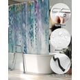 thumbnail image 5 of Split Shower Curtain for Transfer Bench, Green Botanical Fabric Shower Curtains for Bathroom, Watercolor Spring Floral Oil Painting Elegant Tub Sliding Transfer Bench Waterproof Bath Curtains 72"x78", 5 of 9