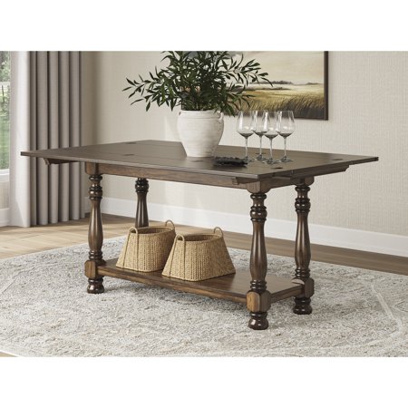 Signature Design by Ashley Sturlayne Flip-Top Brown Sofa Table with a Drop-Leaf Design