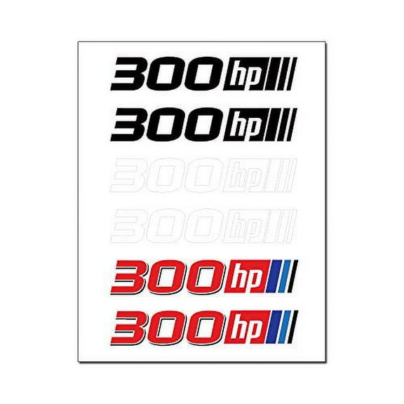 300 Horsepower 6 Vinyl Graphic Car Stickers Sheet