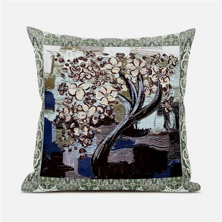 

Amrita Sen Designs CAPL777FSDS-BL-20x20 20 x 20 in. Tree Oil Duo Suede Blown & Closed Pillow - White Green & Blue