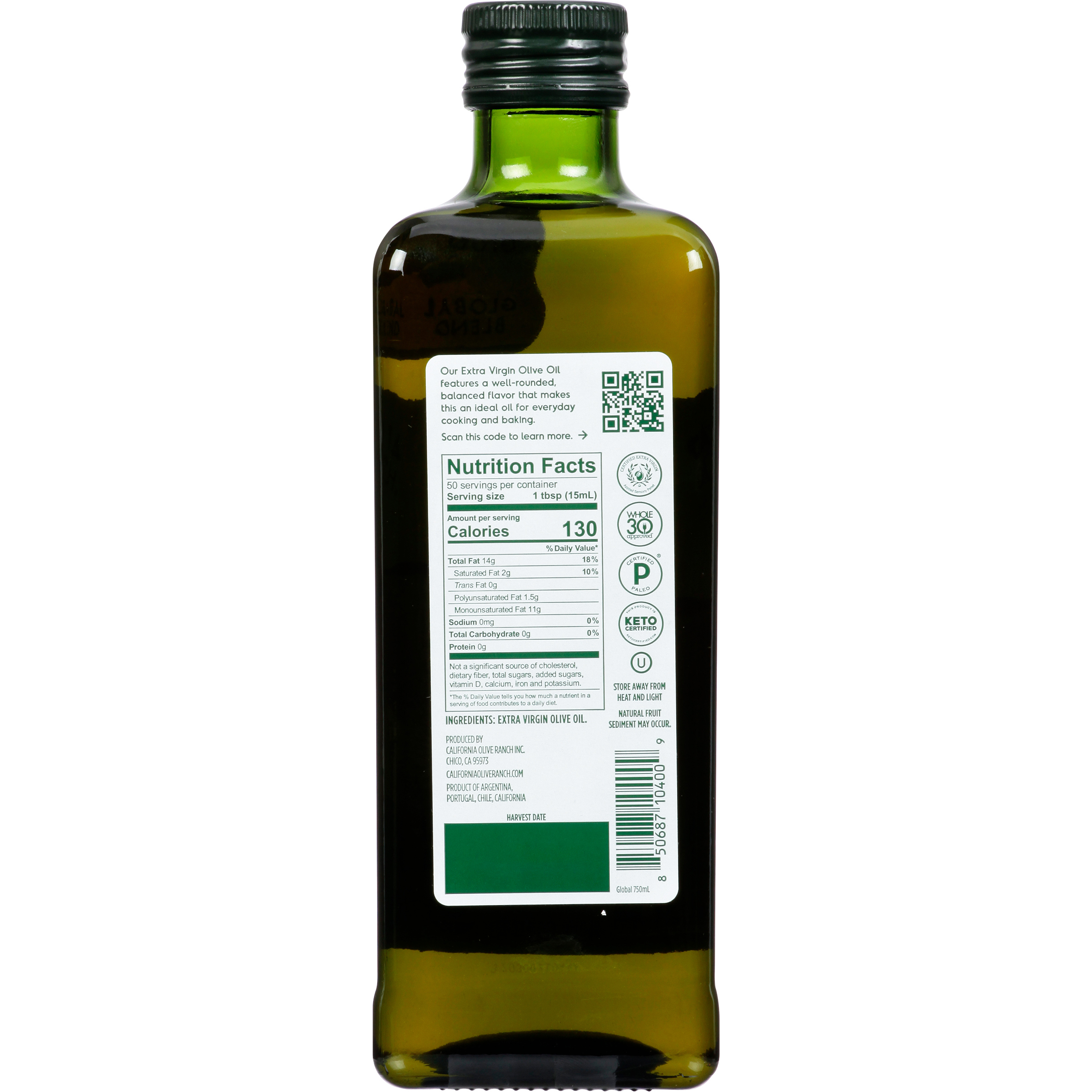 California Olive Ranch Global Blend Extra Virgin Olive Oil, Medium, 25.4 fl oz - image 3 of 7