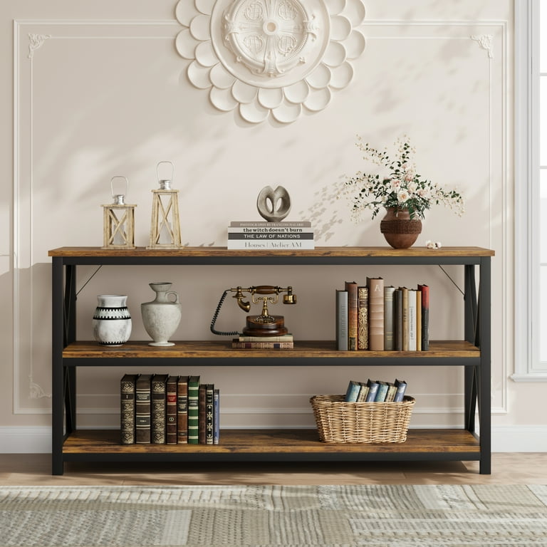 Tier Console Table, Narrow Entryway Table with Storage