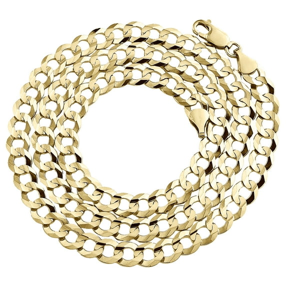 14K Yellow Gold 7mm Solid Plain Curb Cuban Chain Link Necklace 24 Inches