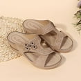 thumbnail image 6 of HAOTAGS Dressy Wedge Sandals for Women Summer Comfortable Slip On Sandal with Arch Support Khaki Size 7.5, 6 of 9