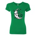 thumbnail image 2 of Wild Bobby Crescent Moon Astrology Puff Print Fashion Womens Slim Fit Junior Tee, Kelly, Large, 2 of 6