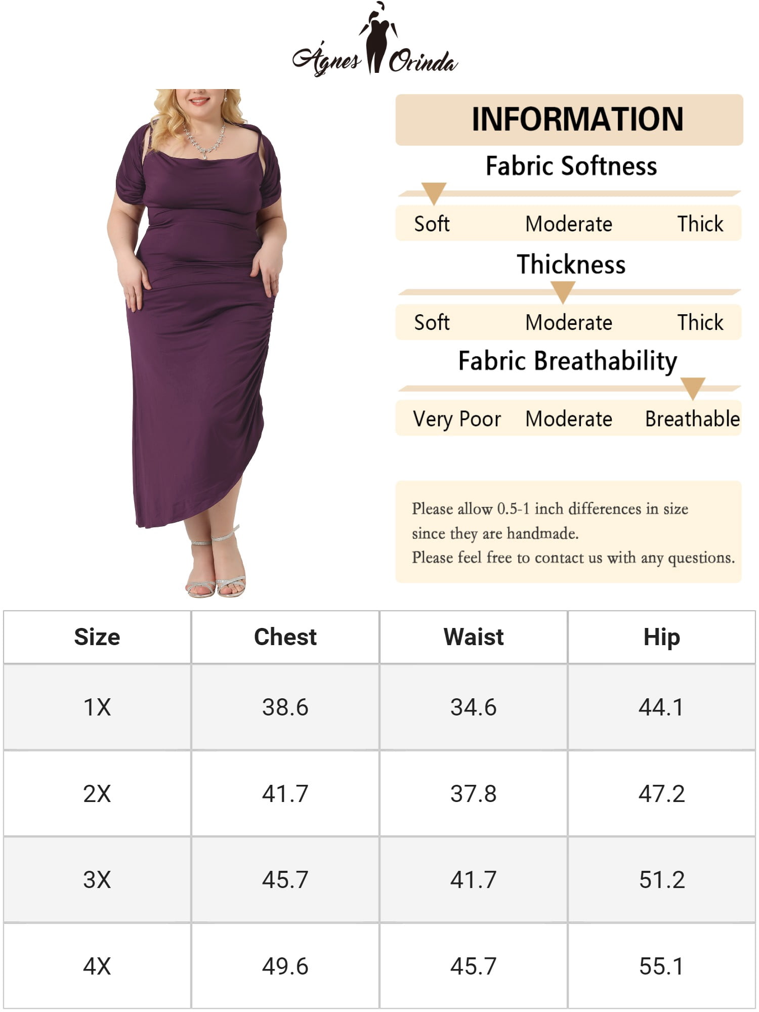 Unique Bargains Women Plus Size Bodycon Spaghetti Strap Ruched Cami Dresses with Shawl 3X Purple