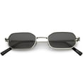 thumbnail image 1 of Extreme Small Thick Metal Rounded Rectangle Sunglasses Neutral Colored Lens 48mm (Silver / Smoke), 1 of 4
