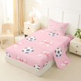 thumbnail image 2 of Manfei Pink Princess Bowknot Twin Sheets,3D Cartoon Soccer Print Bedding,3 Pieces,1 Flat Sheet,1 Fitted Sheet and 1 Pillowcase, 2 of 6