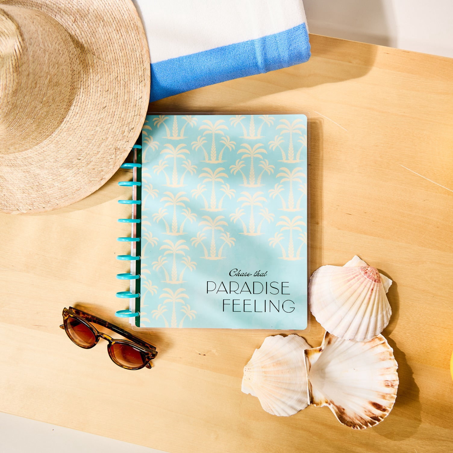 The Happy Planner Undated Palm Beach Big Horizontal Planner – 12-Month (Start Anytime) – 8.5″ × 11″ Vacation-Inspired Cover, Customizable Disc-Bound