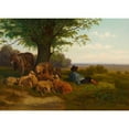 thumbnail image 2 of Gustav Ranzoni 24x18 Black Ornate Framed Double Matted Museum Art Print Titled: Shepherd with Herd at the Lunch Break (1869), 2 of 5