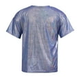 thumbnail image 2 of Zaldita Kids Girls Sparkly Metallic Shiny T-shirt Boys Short Sleeves Loose Tee Tops for Dance Performance Costume Royal Blue 11-12, 2 of 7