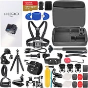 GoPro HERO (Go Pro HERO) Compact Black Waterproof Action Camera with 4K UHD Video, 12MP Photo Mode, Stabilization + 50 Piece Accessory Kit + 128GB Card + More