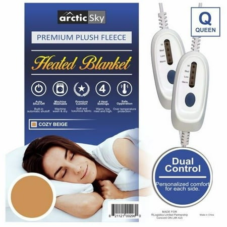 Arctic Sky Premium Plush Fleece Heated Blanket, with Dual Controls, Queen,  Beige | Walmart Canada
