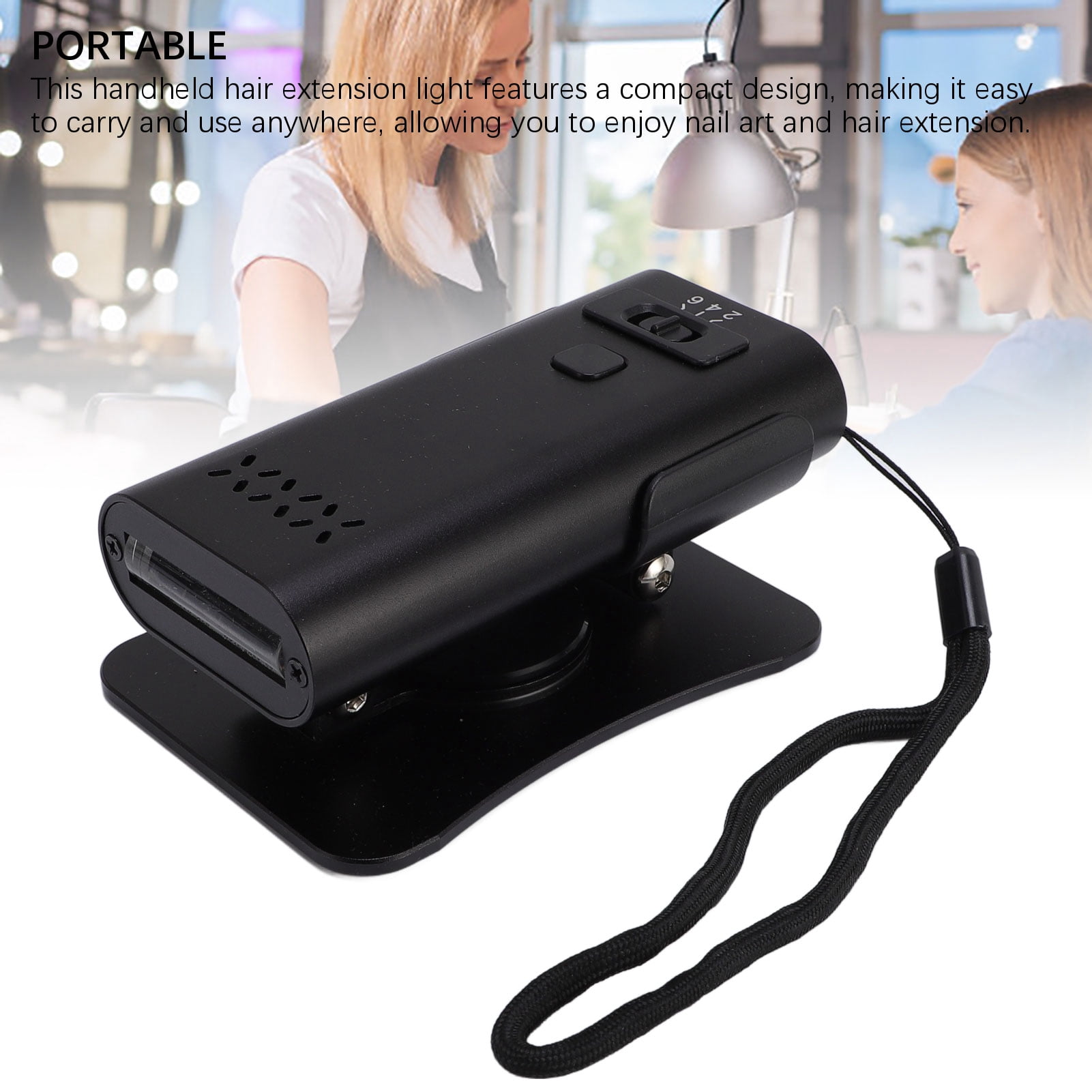 Xirurus 2 in 1 Hair Extension Light USB Rechargeable Fast Curing Nail Art LED Lamp with Stand Black (4.7 inches / 12 cm)