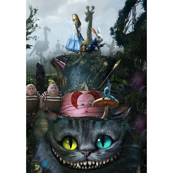 Alice in Wonderland Diamond Art DIY 5D Diamond Painting Kits for Adults and Kids Full Drill Arts Craft by Number Kits for Beginner Home Decoration 12x16 inch