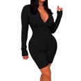 thumbnail image 1 of Snoarin Summer Plus Size Cargo Capris for Women Ribbed Jumpsuits Ribbed Workout Rompers Long Sleeve Exercise Zipper Jumpsuit Trousers for Women on Clearance, 1 of 7
