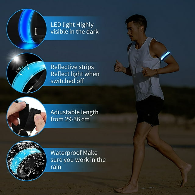 Rechargeable LED Armband High Visibility LED Walkers Night Running Light Reflective Running Gear Light
