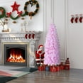 thumbnail image 2 of Costway 5 FT Pre-lit Christmas Tree Hinged Pencil Xmas Decoration with 190 LED Lights Pink, 2 of 10