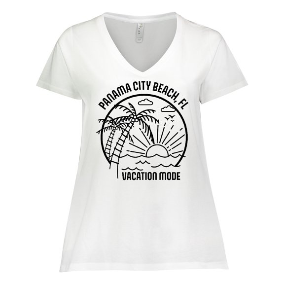 Inktastic Summer Vacation Mode Panama City Beach Florida Women's Plus Size V-Neck T-Shirt