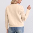 thumbnail image 4 of Pisexur Chandails pour Femmes Doux et Confortables, Mode Été Manches Longues Col en V Confortable Débardeurs Réguliers Beige,TG, 4 of 4