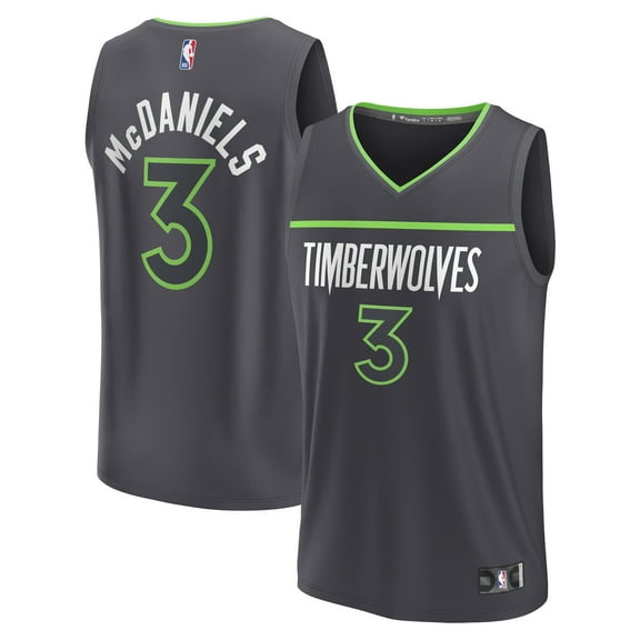 Youth Fanatics Jaden McDaniels Black Minnesota Timberwolves Fast Break Replica Player Jersey - Statement Edition