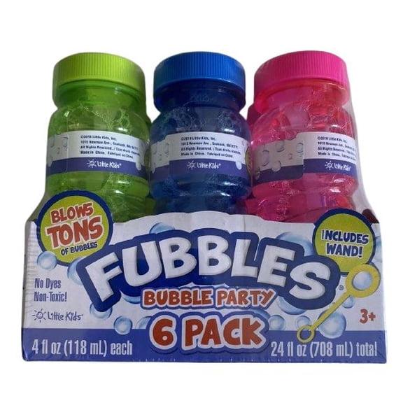 Fubbles Bubble Party 6pk Includes Wand 4Fl Oz Each