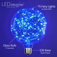 thumbnail image 2 of LEDimagine G125 Fairy Light Bulb, 75 Blue LED Diodes Inside, Clear Glass Finish, E26 Base, 2 of 4