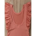 thumbnail image 6 of Gureui Kids Toddler Baby Girls One-piece Swimwear Swimsuit Solid Color Sleeveless Ruffle Backless Sweet Princess Bathing Suit, 6 of 8