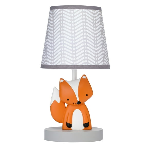 Bedtime Originals Acorn Gray/White/Orange Fox Nursery Lamp with Shade & Bulb