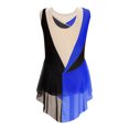 thumbnail image 4 of YUUMIN Kids Girls Shiny Rhinestone Ballet Dance Skating Dress Color Block Gymnastics Leotard Dance Unitards Royal Blue 6, 4 of 7
