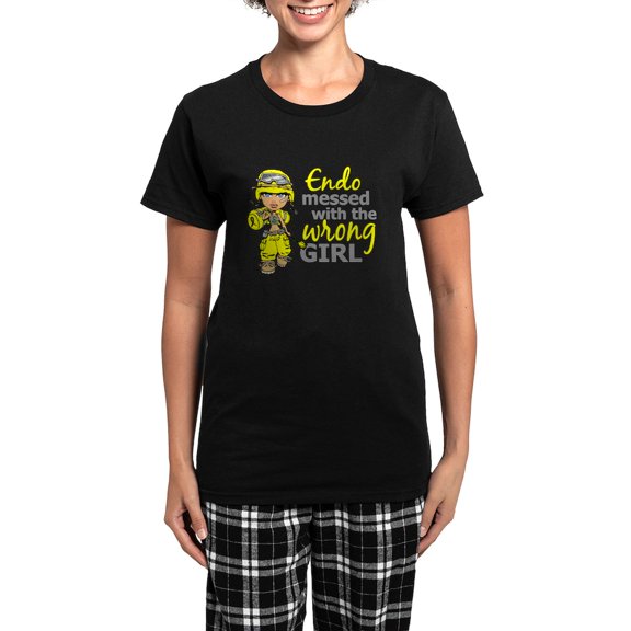 CafePress - Combat Girl Endometriosis Women's Dark Pajamas - Women's Short Sleeve Print T-Shirt and Pants Dark Cotton Pajama Set