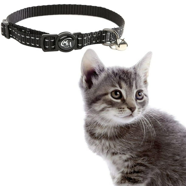 Reflective Cat Collar with Bell Nylon Pet Neck Belt Collar Strip Puppy Neck Rope Cord Fabric