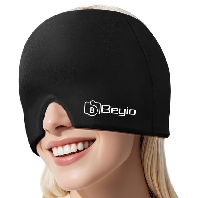 Gorro de alivio para migraña Beyio de gel reutilizable, negro, 24 x 17 cm