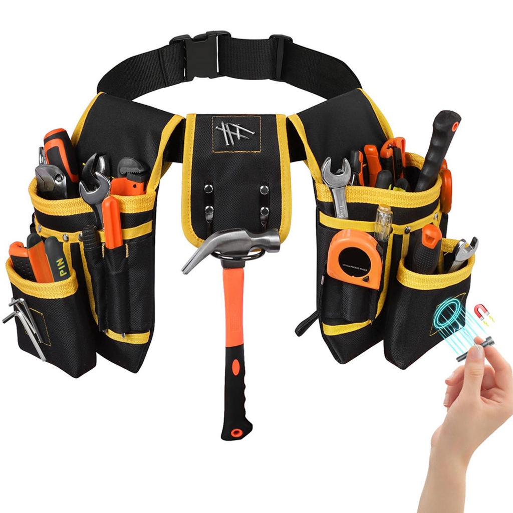 Oxford Cloth Tool Bag Set with Magnetic Belt Hammer Holder Nails Suction Tool Pouches Organizers Electrician Tool