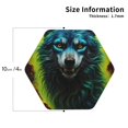 thumbnail image 2 of Yiaed Fluorescent Wolf Print Leather Coasters for Drinks - Cup Coasters Coffee Table Kitchen Table Bar, Home & Office Gifts Handmade Drink Coasters-Hexagon, 2 of 6
