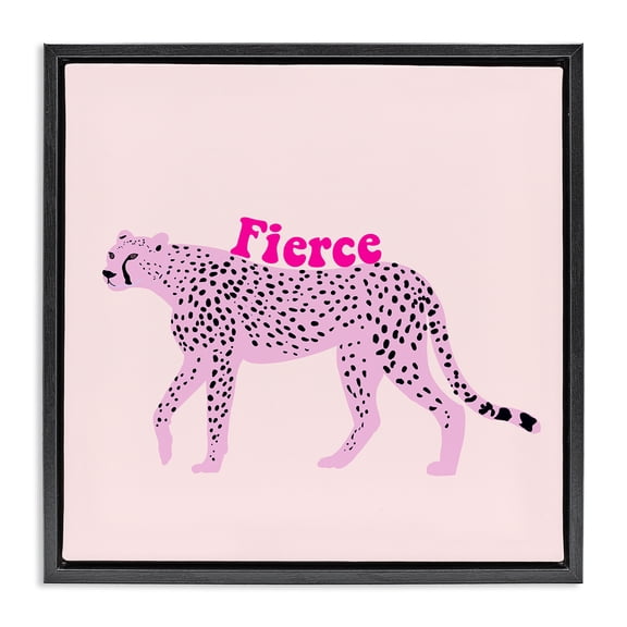 Stupell Industries Modern Fierce Cheetah on Pink Black Floating Frame Canvas Art, 18 x 18, by Ashley Singleton