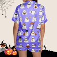 thumbnail image 4 of Halloween Pajamas Women Pumpkin Print Short Sleeve Button Shirts Matching Shorts Set Cute Plus Size, 4 of 5