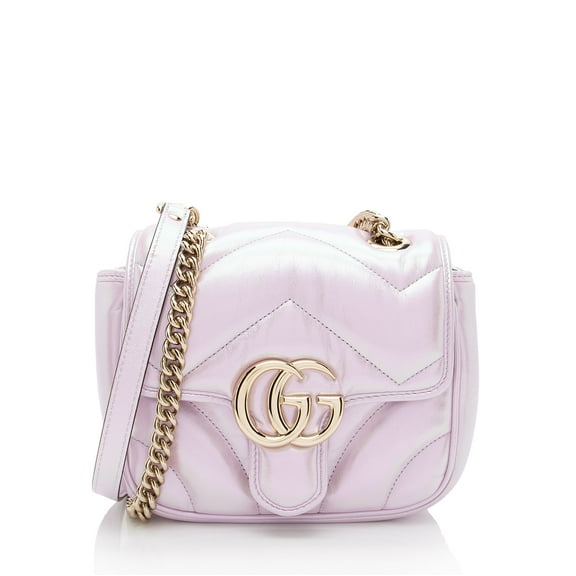 Pre-Owned Gucci Matelasse Padded Iridescent Leather GG Marmont Square Mini Shoulder Bag
