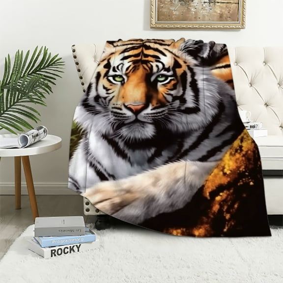 ARISTURING Tiger Blanket Mink Blanket Korean Blanket Heavy Blankets Queen Size Tiger Throw Blanket Korean Mink Blanket Tiger Statue Animal Blanket Bed Warm Blanket Full Queen Animal Blankets