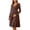 02# Coffee, variant on Women's Maternity Midi Dress, V-Neck Long Sleeve Ribbed Knit A-Line Dress with High Waist, Stretchy Loose Pregnancy Dress for Work