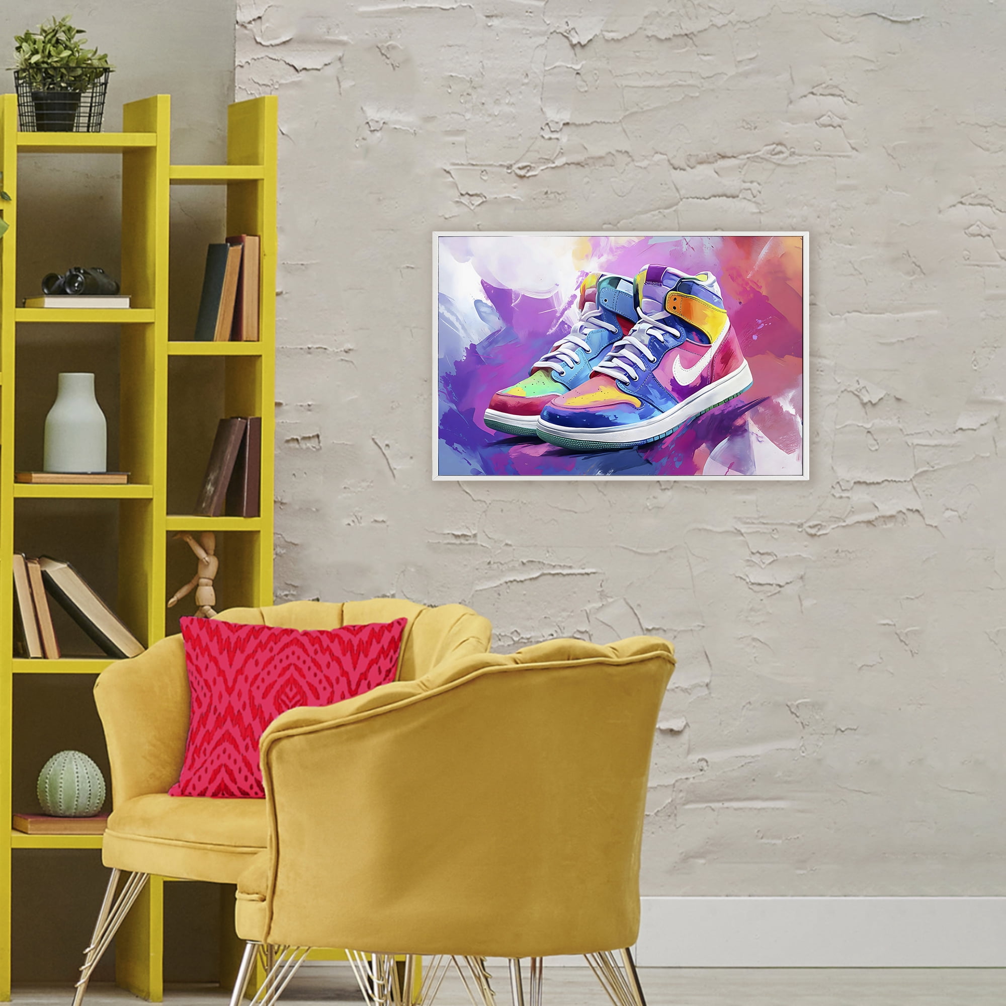 Stupell Industries Stylish Vintage Sneakers White Framed Giclee Art, design by Creative Studio