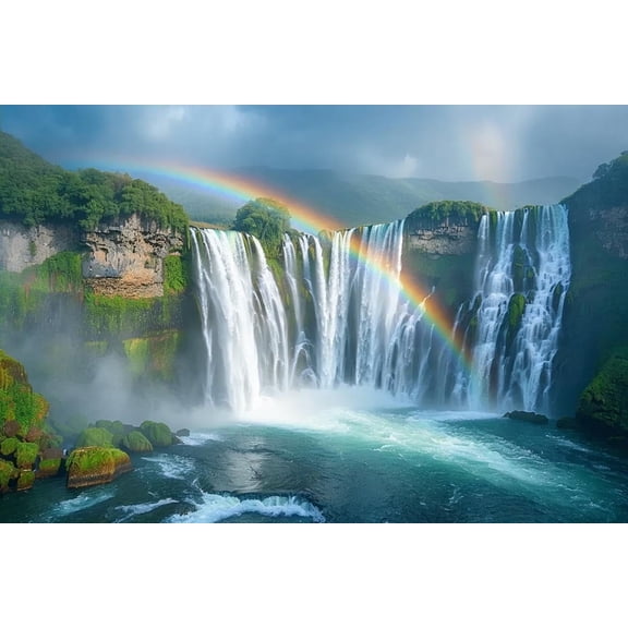 Jigsaw Wooden puzzle 300 pieces for Adults Rainbow Over The Waterfall Art Wooden Jigsaw Puzzle Toys School Supplies Family Decorations Unique Present Thick Sturdy Hard Challenging Difficult