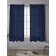 thumbnail image 4 of Solid Dark Blue Curtains 72 Inch Length, Sheer Curtains for Bedroom Living Room Window Minimalism Abstract Denim Texture Rod Pocket Voile Drapes Kitchen Curtains Small Half Window 52"x72" 2 Panels, 4 of 6